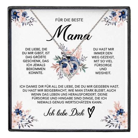 22Feels® Beste Mama Geschenk Muttertag Geburtstag Silber 925/000 Herz Halskette Valentinstag Frauen Schmuck mit Karte Mutter Weihnachten Damen Collier Eltern-Schmuck mit Botschaftskarte - Herz21-22Feels