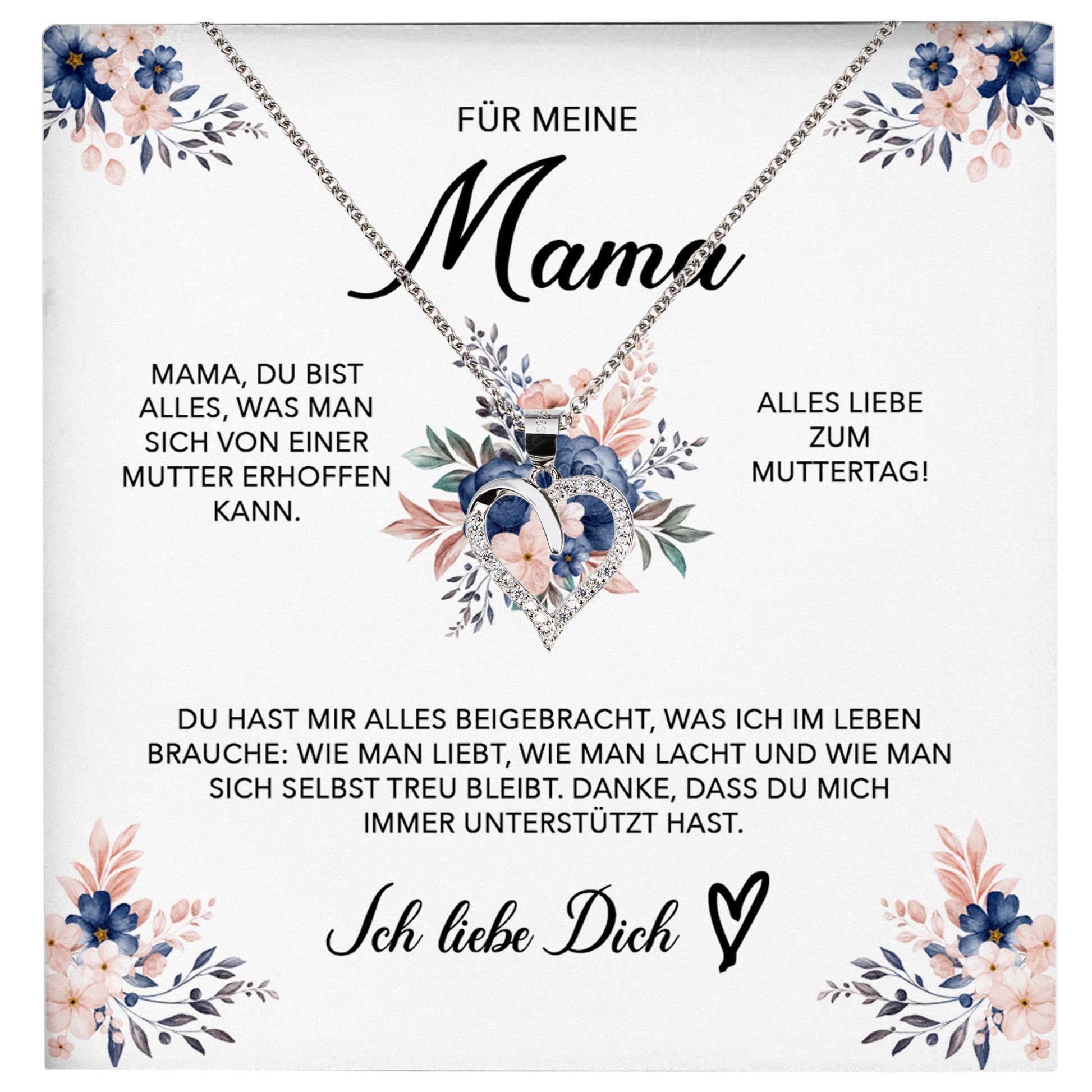 22Feels® Liebe Mama Geschenk Muttertag Geburtstag Silber 925/000 Herz Halskette Valentinstag Frauen Schmuck mit Karte Mutter Weihnachten Damen Collier Eltern-Schmuck mit Botschaftskarte - Herz21-22Feels