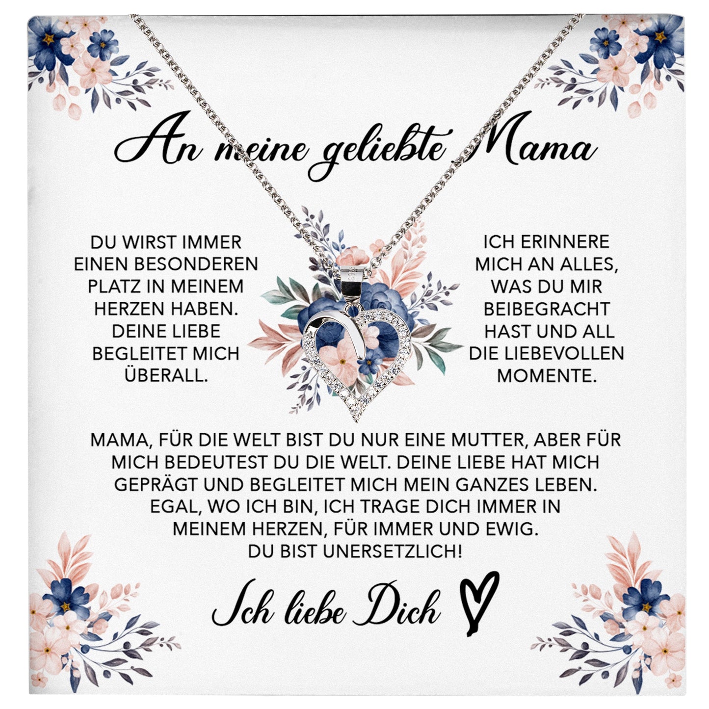 22Feels® Geliebte Mama Geschenk Muttertag Geburtstag Silber 925/000 Herz Halskette Valentinstag Frauen Schmuck mit Karte Mutter Weihnachten Damen Collier Eltern-Schmuck mit Botschaftskarte - Herz21-22Feels