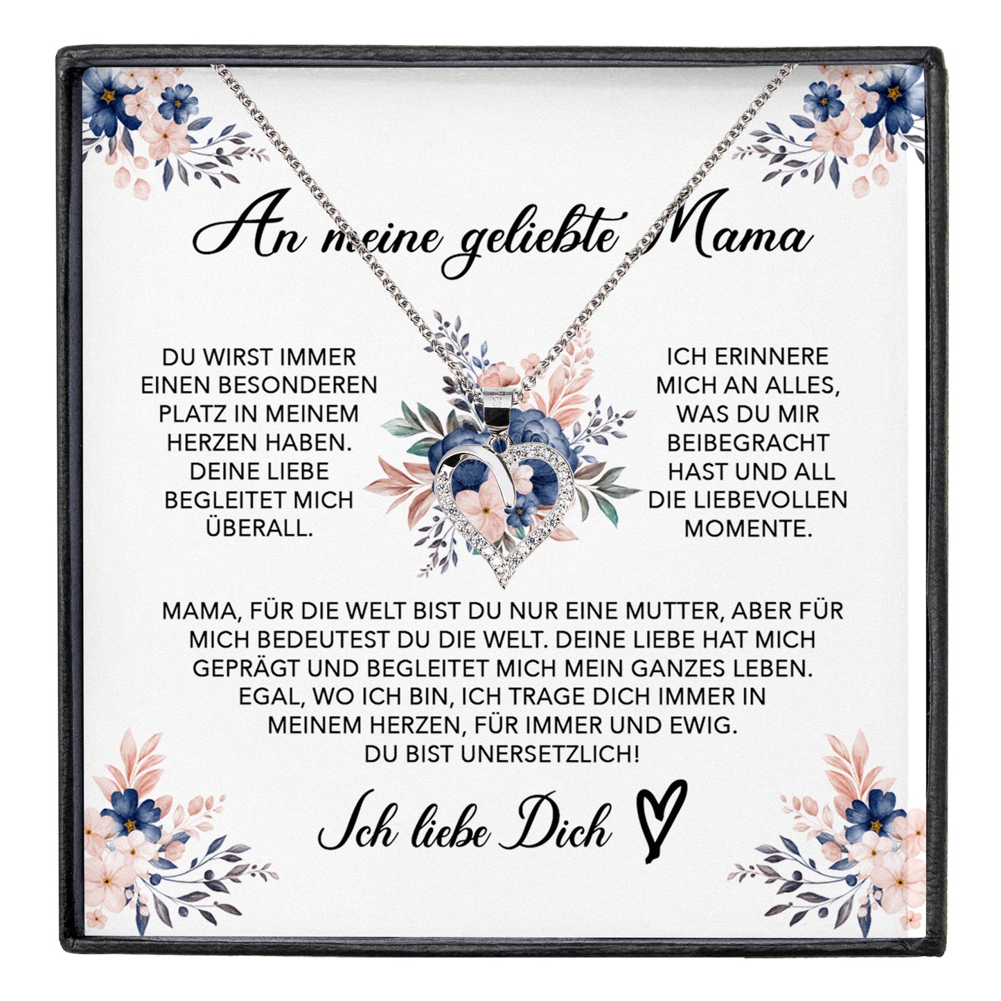 22Feels® Geliebte Mama Geschenk Muttertag Geburtstag Silber 925/000 Herz Halskette Valentinstag Frauen Schmuck mit Karte Mutter Weihnachten Damen Collier Eltern-Schmuck mit Botschaftskarte - Herz21-22Feels