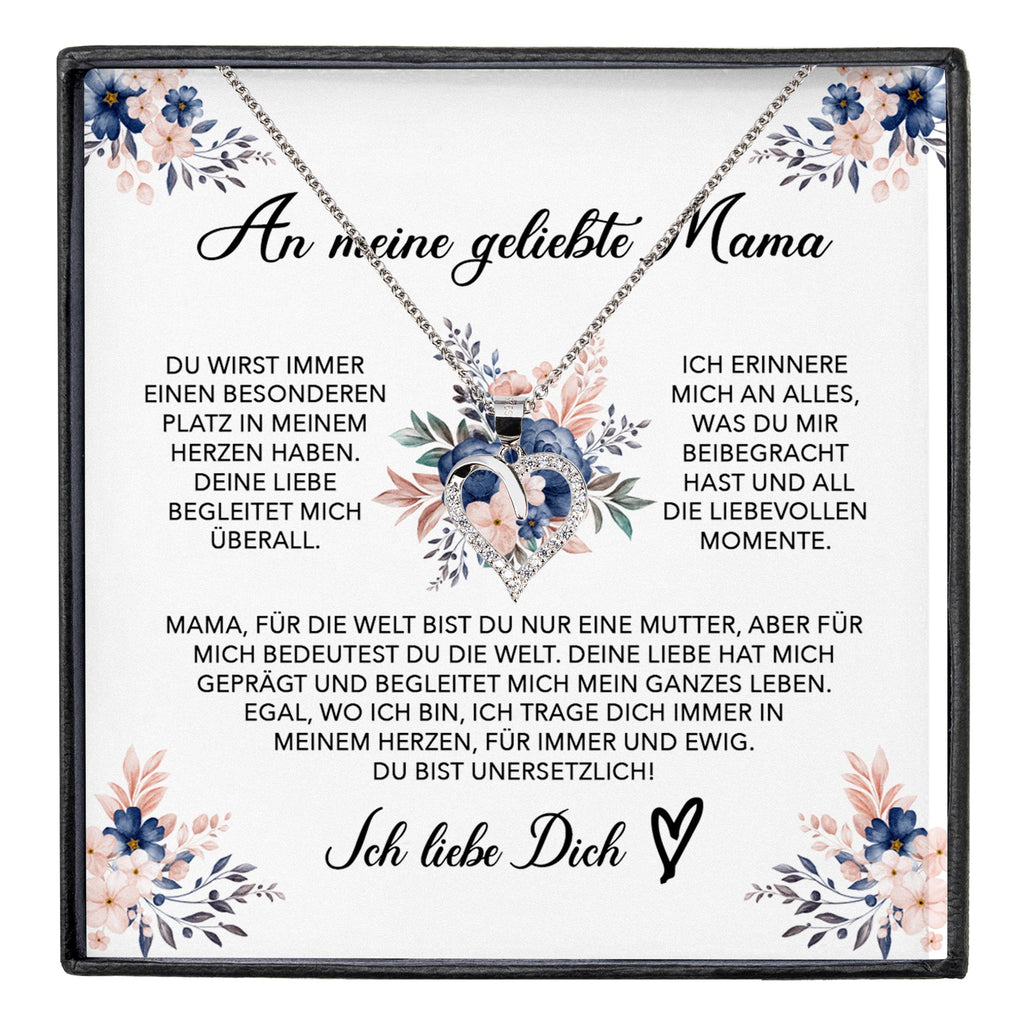 22Feels® Geliebte Mama Geschenk Muttertag Geburtstag Silber 925/000 Herz Halskette Valentinstag Frauen Schmuck mit Karte Mutter Weihnachten Damen Collier Eltern-Schmuck mit Botschaftskarte - Herz21-22Feels