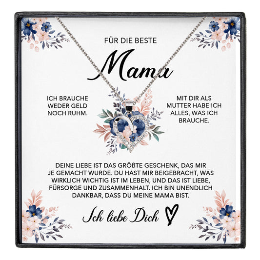 22Feels® Beste Mama Geschenk Muttertag Geburtstag Silber 925/000 Herz Halskette Valentinstag Frauen Schmuck mit Karte Mutter Weihnachten Damen Collier Eltern-Schmuck mit Botschaftskarte - Herz21-22Feels