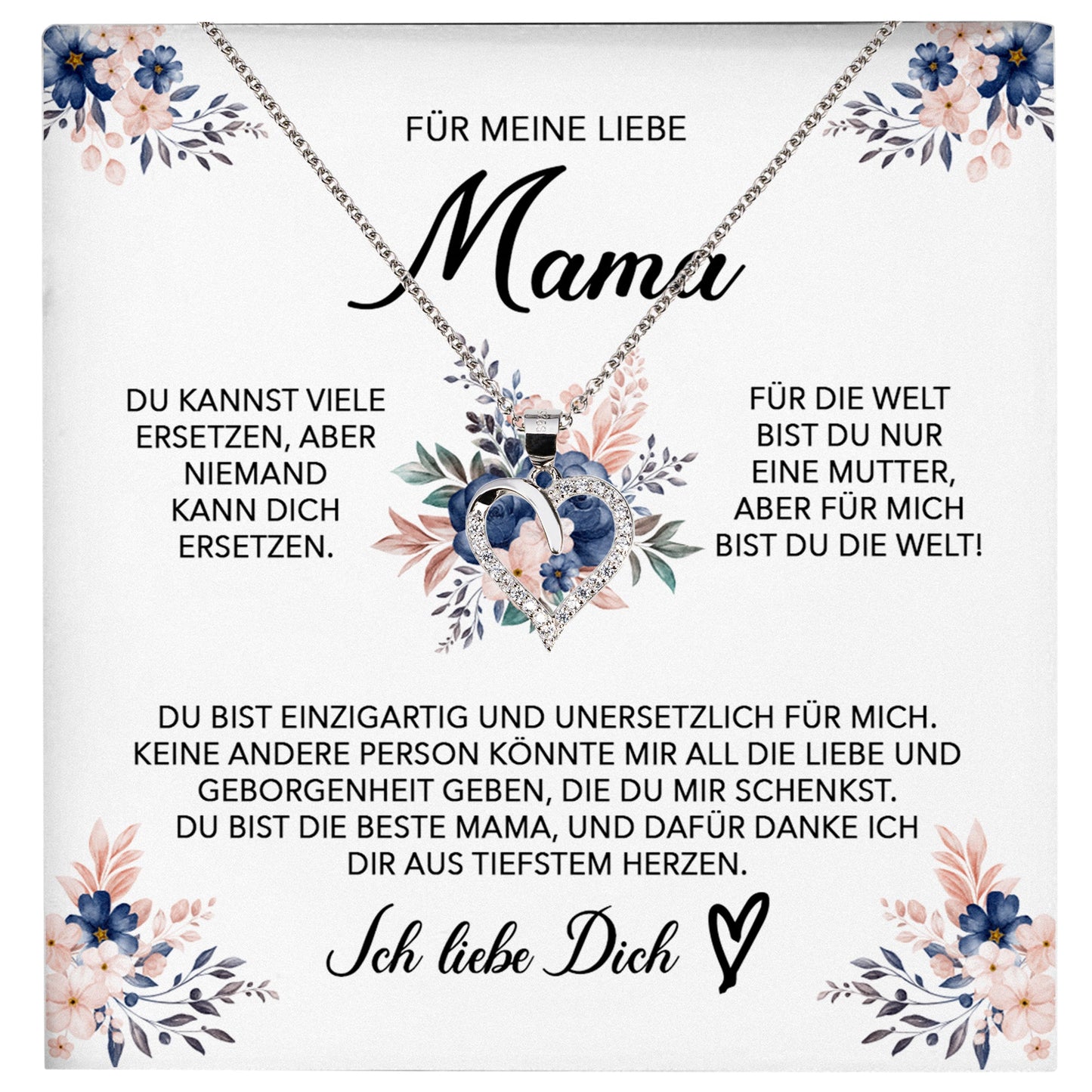22Feels® Liebe Mama Geschenk Muttertag Geburtstag Silber 925/000 Herz Halskette Valentinstag Frauen Schmuck mit Karte Mutter Weihnachten Damen Collier Eltern-Schmuck mit Botschaftskarte - Herz21-22Feels
