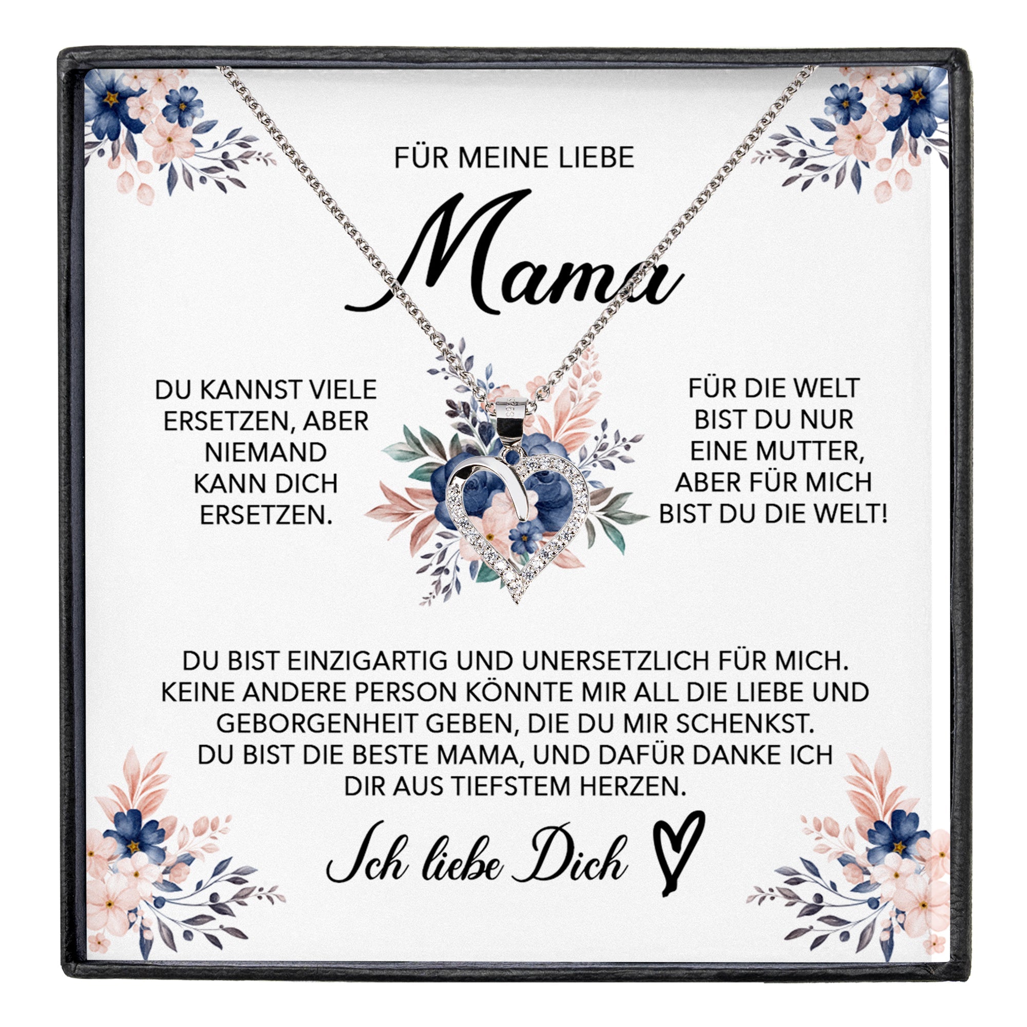 22Feels® Liebe Mama Geschenk Muttertag Geburtstag Silber 925/000 Herz Halskette Valentinstag Frauen Schmuck mit Karte Mutter Weihnachten Damen Collier Eltern-Schmuck mit Botschaftskarte - Herz21-22Feels