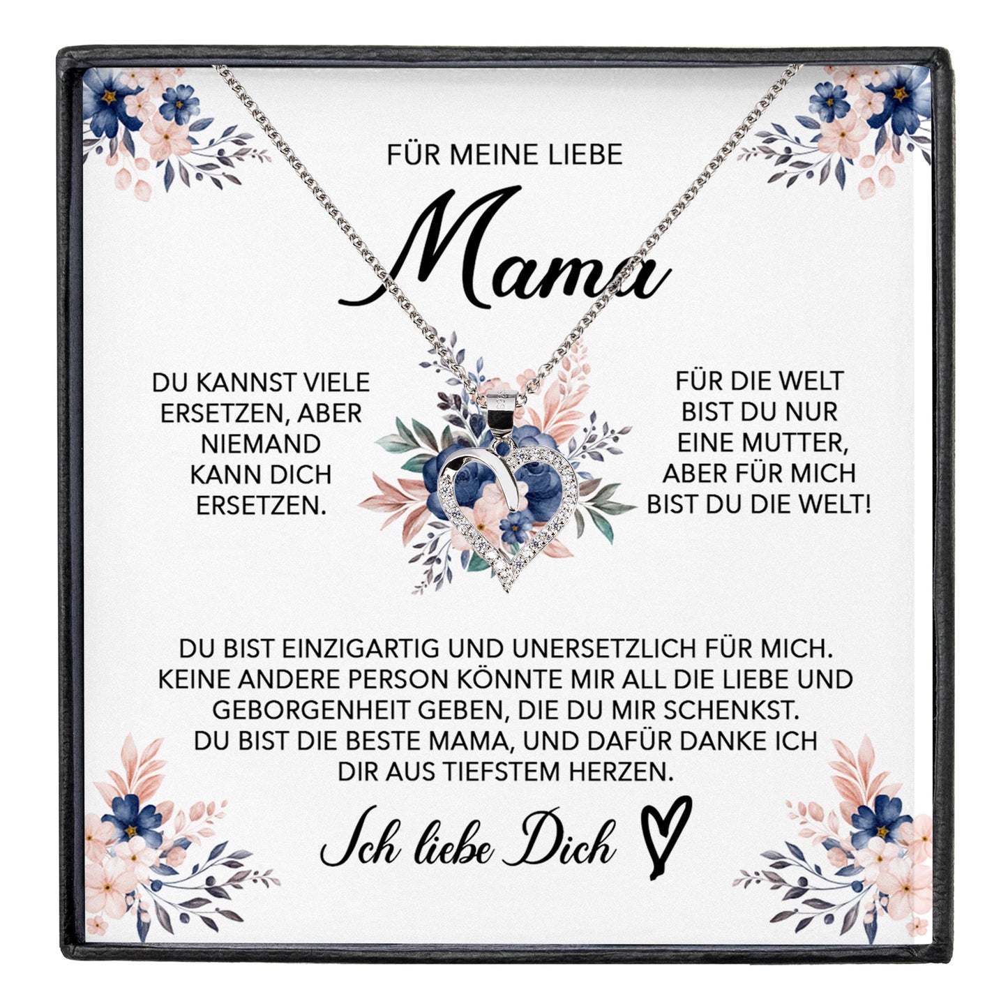 22Feels® Liebe Mama Geschenk Muttertag Geburtstag Silber 925/000 Herz Halskette Valentinstag Frauen Schmuck mit Karte Mutter Weihnachten Damen Collier Eltern-Schmuck mit Botschaftskarte - Herz21-22Feels