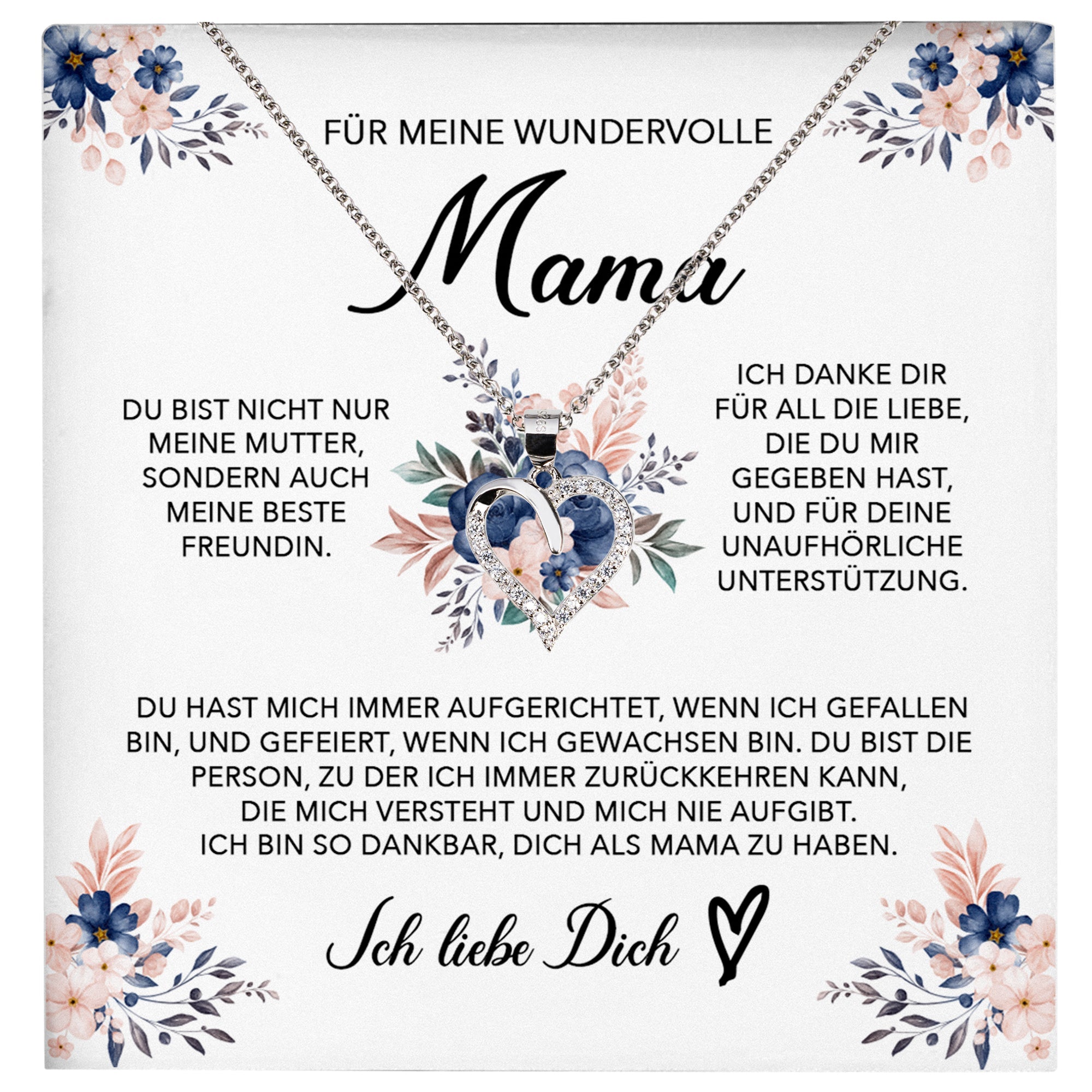 22Feels® Wundervolle Mama Geschenk Muttertag Geburtstag Silber 925/000 Herz Halskette Valentinstag Frauen Schmuck mit Karte Mutter Weihnachten Damen Collier Eltern-Schmuck mit Botschaftskarte - Herz21-22Feels