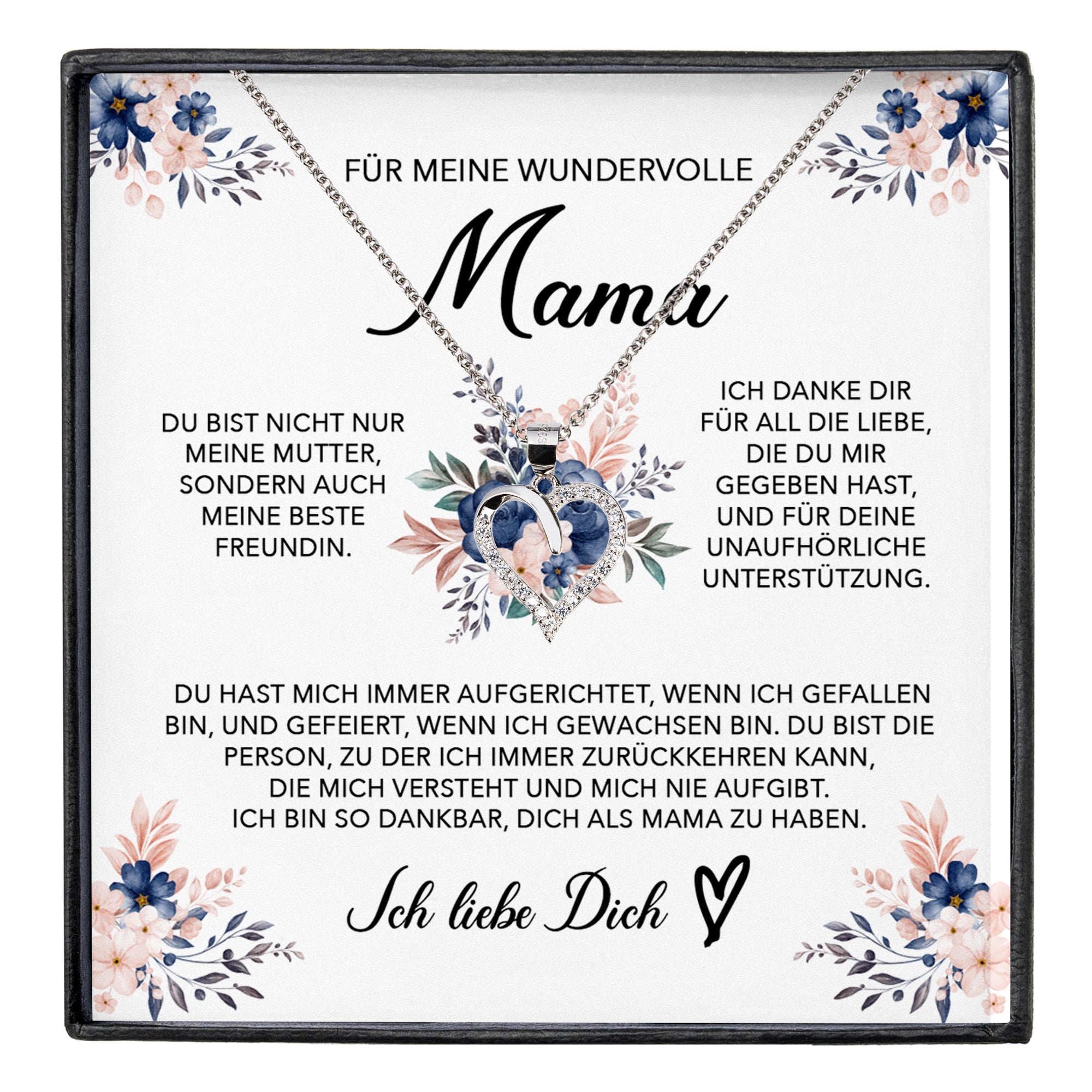 22Feels® Wundervolle Mama Geschenk Muttertag Geburtstag Silber 925/000 Herz Halskette Valentinstag Frauen Schmuck mit Karte Mutter Weihnachten Damen Collier Eltern-Schmuck mit Botschaftskarte - Herz21-22Feels