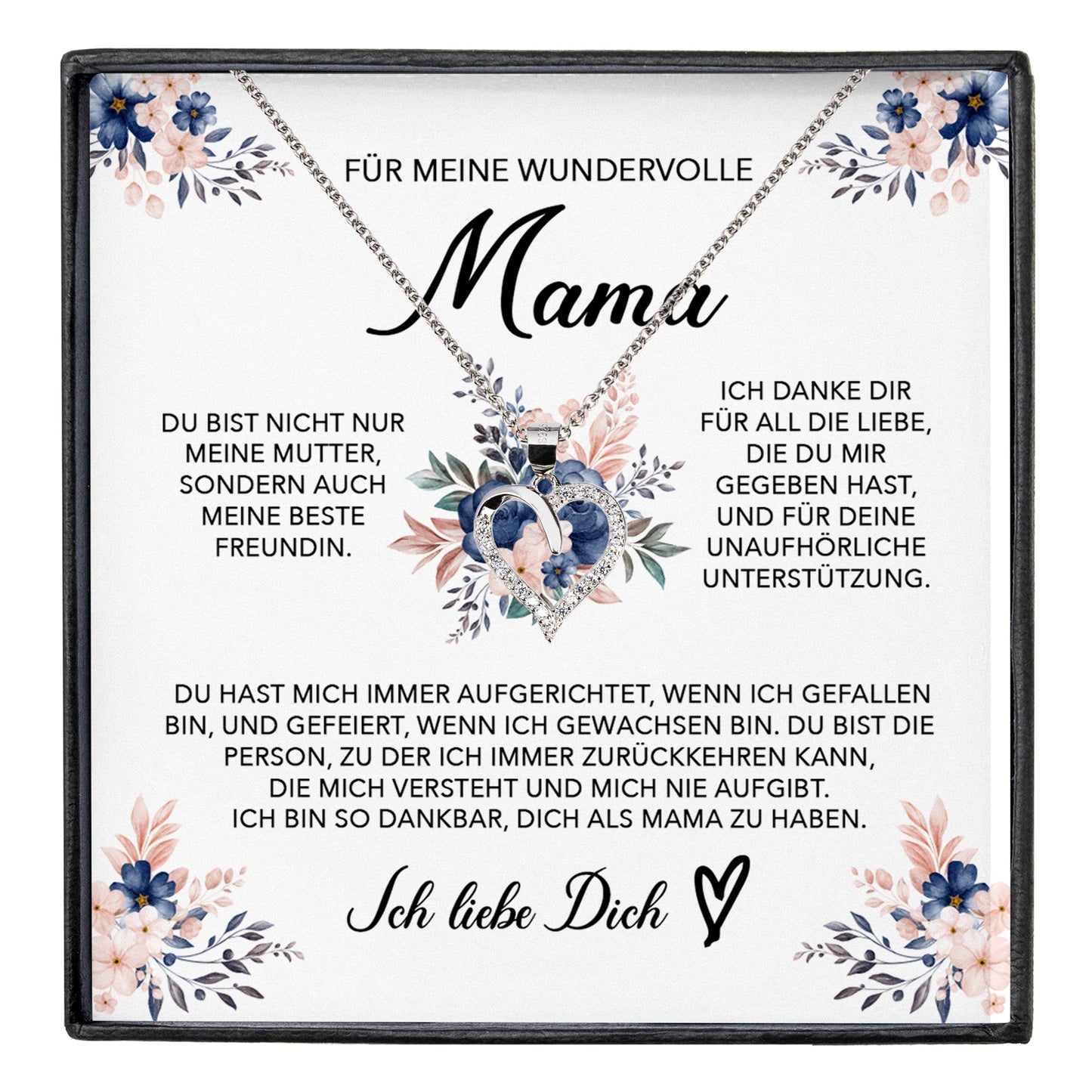 22Feels® Wundervolle Mama Geschenk Muttertag Geburtstag Silber 925/000 Herz Halskette Valentinstag Frauen Schmuck mit Karte Mutter Weihnachten Damen Collier Eltern-Schmuck mit Botschaftskarte - Herz21-22Feels