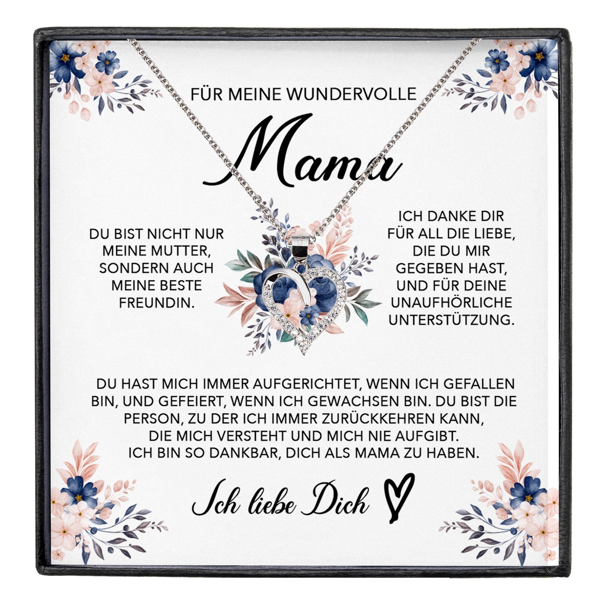 22Feels® Wundervolle Mama Geschenk Muttertag Geburtstag Silber 925/000 Herz Halskette Valentinstag Frauen Schmuck mit Karte Mutter Weihnachten Damen Collier Eltern-Schmuck mit Botschaftskarte - Herz21-22Feels