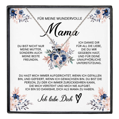 22Feels® Wundervolle Mama Geschenk Muttertag Geburtstag Silber 925/000 Herz Halskette Valentinstag Frauen Schmuck mit Karte Mutter Weihnachten Damen Collier Eltern-Schmuck mit Botschaftskarte - Herz21-22Feels