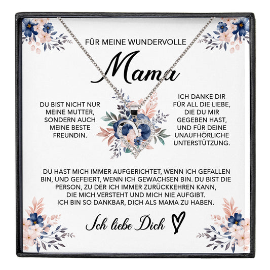 22Feels® Wundervolle Mama Geschenk Muttertag Geburtstag Silber 925/000 Herz Halskette Valentinstag Frauen Schmuck mit Karte Mutter Weihnachten Damen Collier Eltern-Schmuck mit Botschaftskarte - Herz21-22Feels