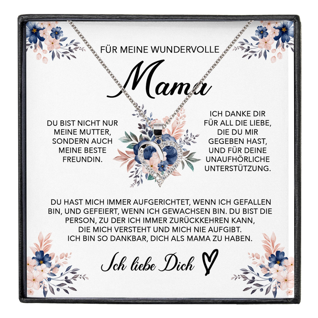 22Feels® Wundervolle Mama Geschenk Muttertag Geburtstag Silber 925/000 Herz Halskette Valentinstag Frauen Schmuck mit Karte Mutter Weihnachten Damen Collier Eltern-Schmuck mit Botschaftskarte - Herz21-22Feels