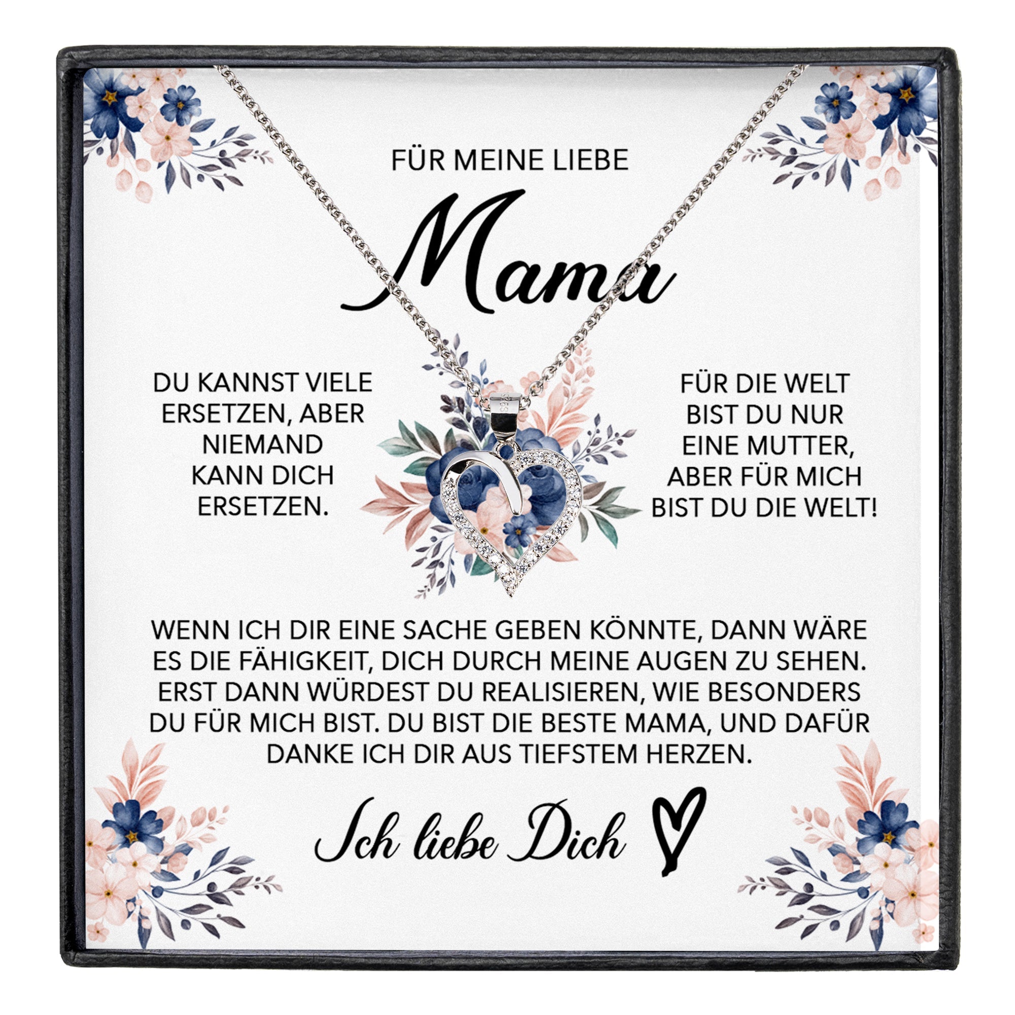 22Feels® Liebe Mama Geschenk Muttertag Geburtstag Silber 925/000 Herz Halskette Valentinstag Frauen Schmuck mit Karte Mutter Weihnachten Damen Collier Eltern-Schmuck mit Botschaftskarte - Herz21-22Feels