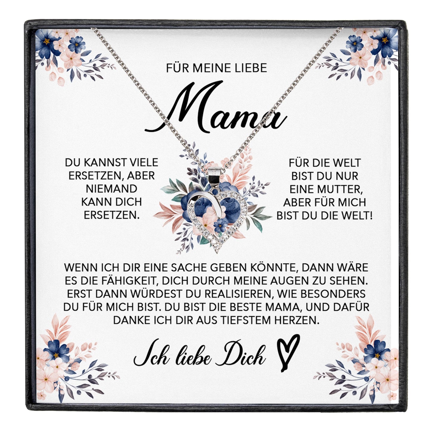 22Feels® Liebe Mama Geschenk Muttertag Geburtstag Silber 925/000 Herz Halskette Valentinstag Frauen Schmuck mit Karte Mutter Weihnachten Damen Collier Eltern-Schmuck mit Botschaftskarte - Herz21-22Feels