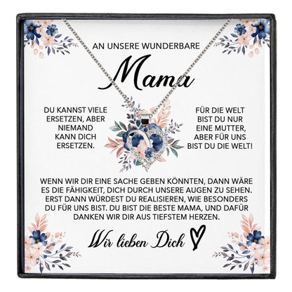 22Feels® Wunderbare Mama Geschenk Muttertag Geburtstag Silber 925/000 Herz Halskette Valentinstag Frauen Schmuck mit Karte Mutter Weihnachten Damen Collier Eltern-Schmuck mit Botschaftskarte - Herz21-22Feels