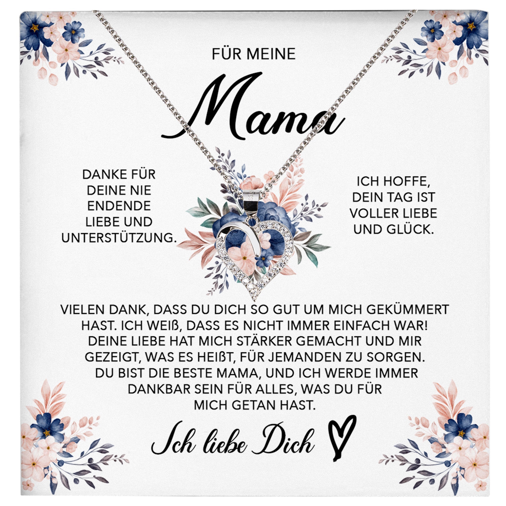 22Feels® Liebe Mama Geschenk Muttertag Geburtstag Silber 925/000 Herz Halskette Valentinstag Frauen Schmuck mit Karte Mutter Weihnachten Damen Collier Eltern-Schmuck mit Botschaftskarte - Herz21-22Feels