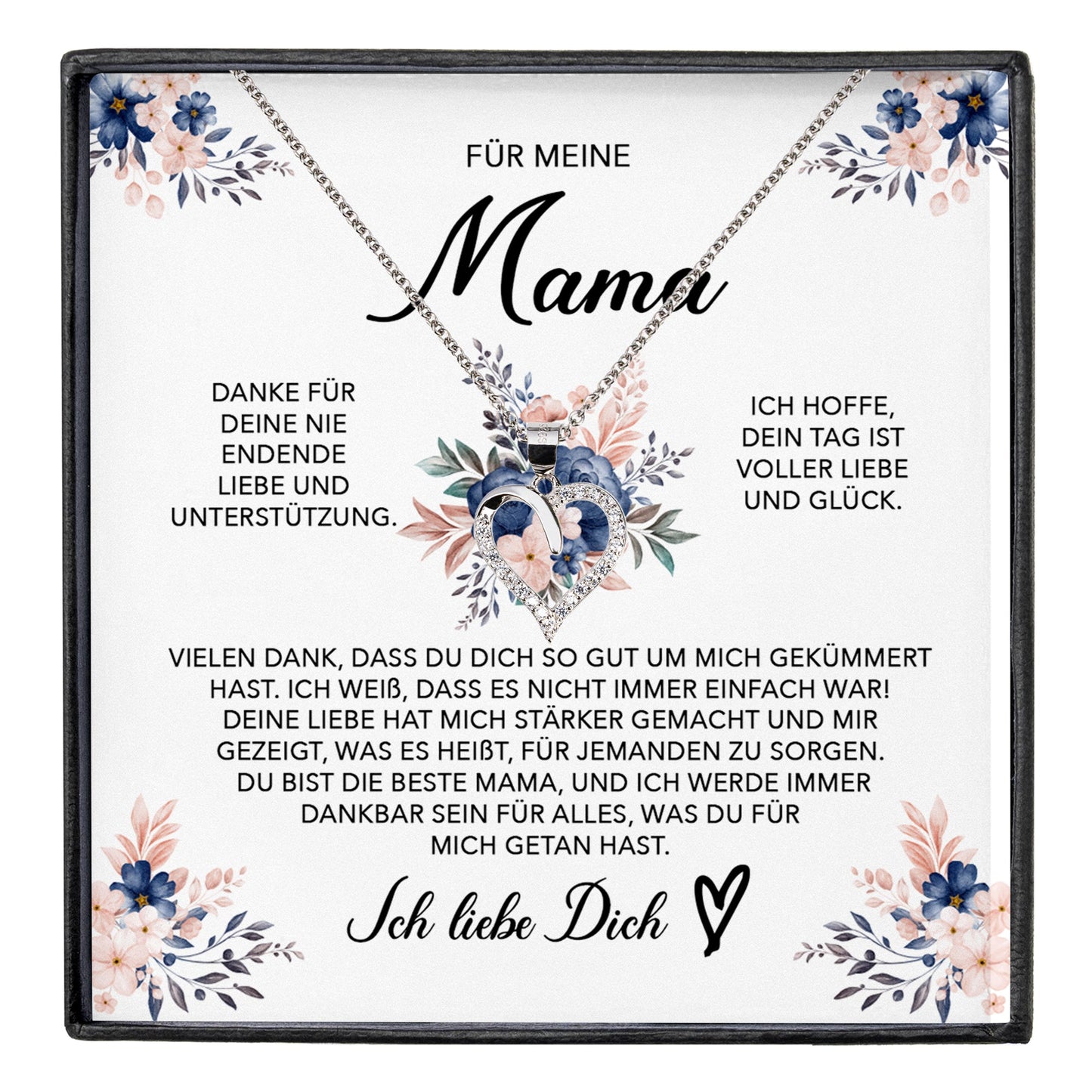 22Feels® Liebe Mama Geschenk Muttertag Geburtstag Silber 925/000 Herz Halskette Valentinstag Frauen Schmuck mit Karte Mutter Weihnachten Damen Collier Eltern-Schmuck mit Botschaftskarte - Herz21-22Feels