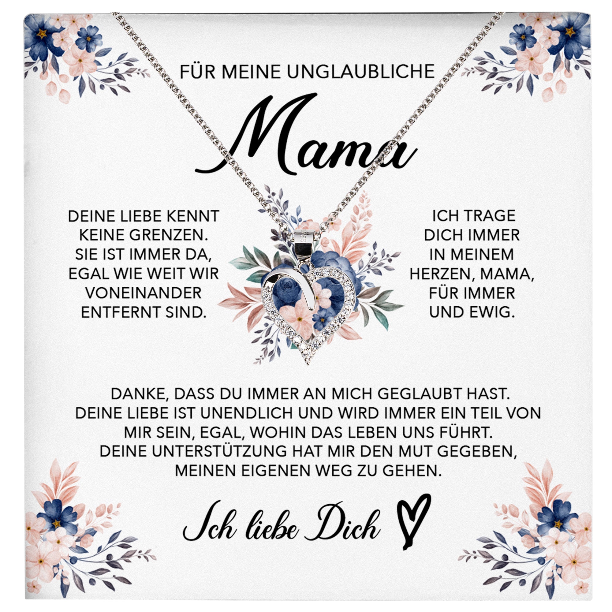 22Feels® Unglaubliche Mama Geschenk Muttertag Geburtstag Silber 925/000 Herz Halskette Valentinstag Frauen Schmuck mit Karte Mutter Weihnachten Damen Collier Eltern-Schmuck mit Botschaftskarte - Herz21-22Feels