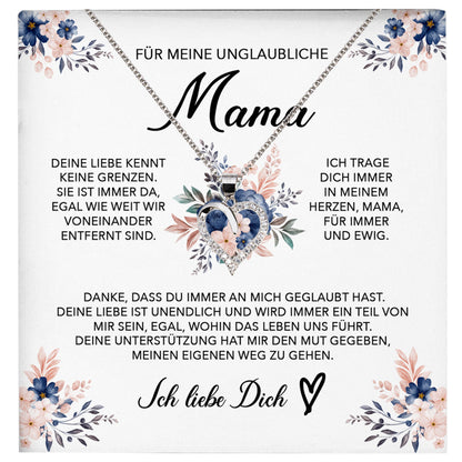 22Feels® Unglaubliche Mama Geschenk Muttertag Geburtstag Silber 925/000 Herz Halskette Valentinstag Frauen Schmuck mit Karte Mutter Weihnachten Damen Collier Eltern-Schmuck mit Botschaftskarte - Herz21-22Feels
