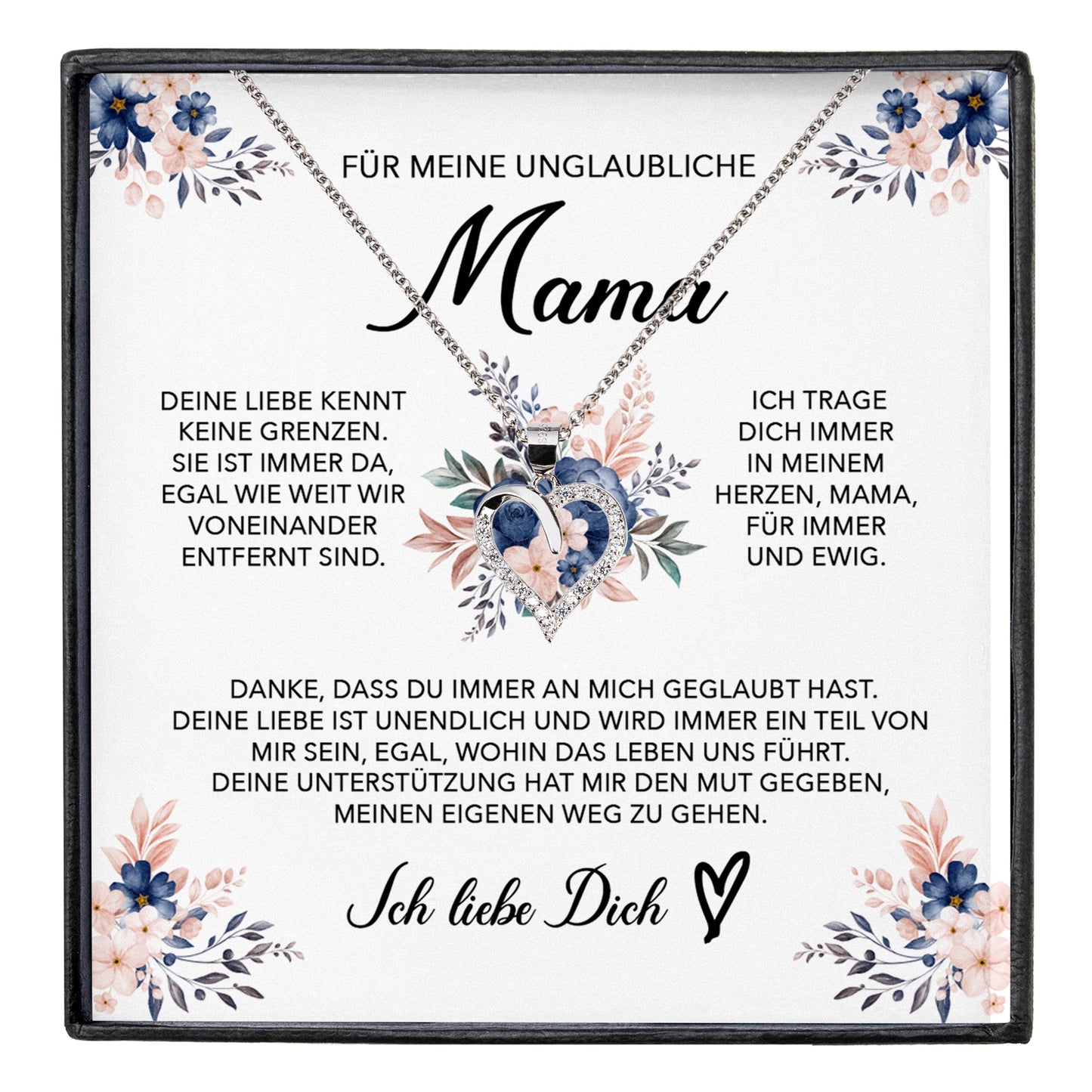 22Feels® Unglaubliche Mama Geschenk Muttertag Geburtstag Silber 925/000 Herz Halskette Valentinstag Frauen Schmuck mit Karte Mutter Weihnachten Damen Collier Eltern-Schmuck mit Botschaftskarte - Herz21-22Feels