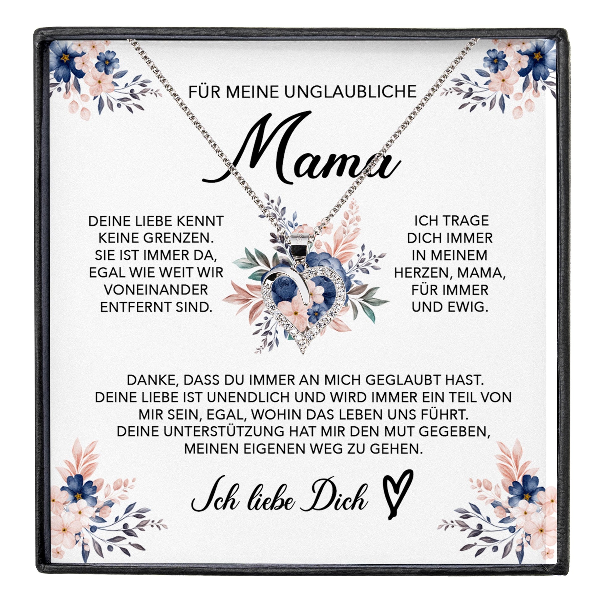 22Feels® Unglaubliche Mama Geschenk Muttertag Geburtstag Silber 925/000 Herz Halskette Valentinstag Frauen Schmuck mit Karte Mutter Weihnachten Damen Collier Eltern-Schmuck mit Botschaftskarte - Herz21-22Feels