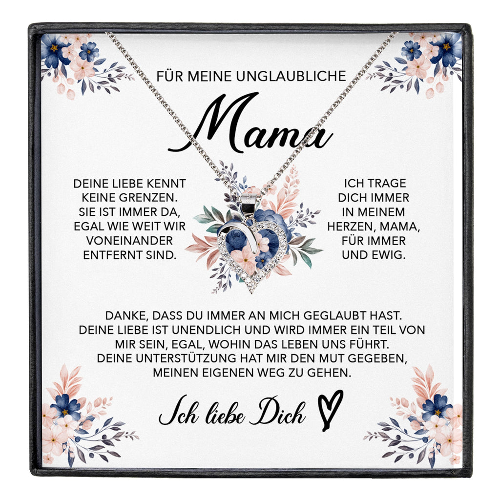 22Feels® Unglaubliche Mama Geschenk Muttertag Geburtstag Silber 925/000 Herz Halskette Valentinstag Frauen Schmuck mit Karte Mutter Weihnachten Damen Collier Eltern-Schmuck mit Botschaftskarte - Herz21-22Feels