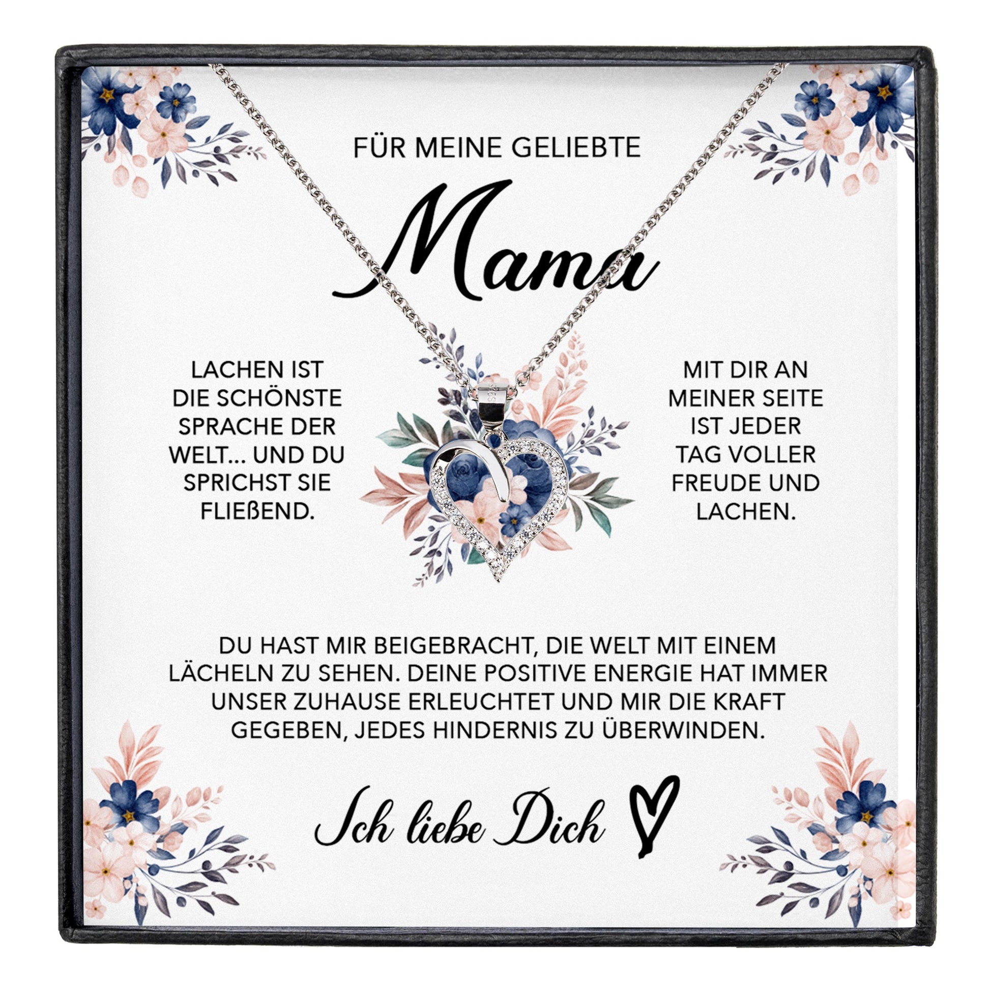 22Feels® Geliebte Mama Geschenk Muttertag Geburtstag Silber 925/000 Herz Halskette Valentinstag Frauen Schmuck mit Karte Mutter Weihnachten Damen Collier Eltern-Schmuck mit Botschaftskarte - Herz21-22Feels