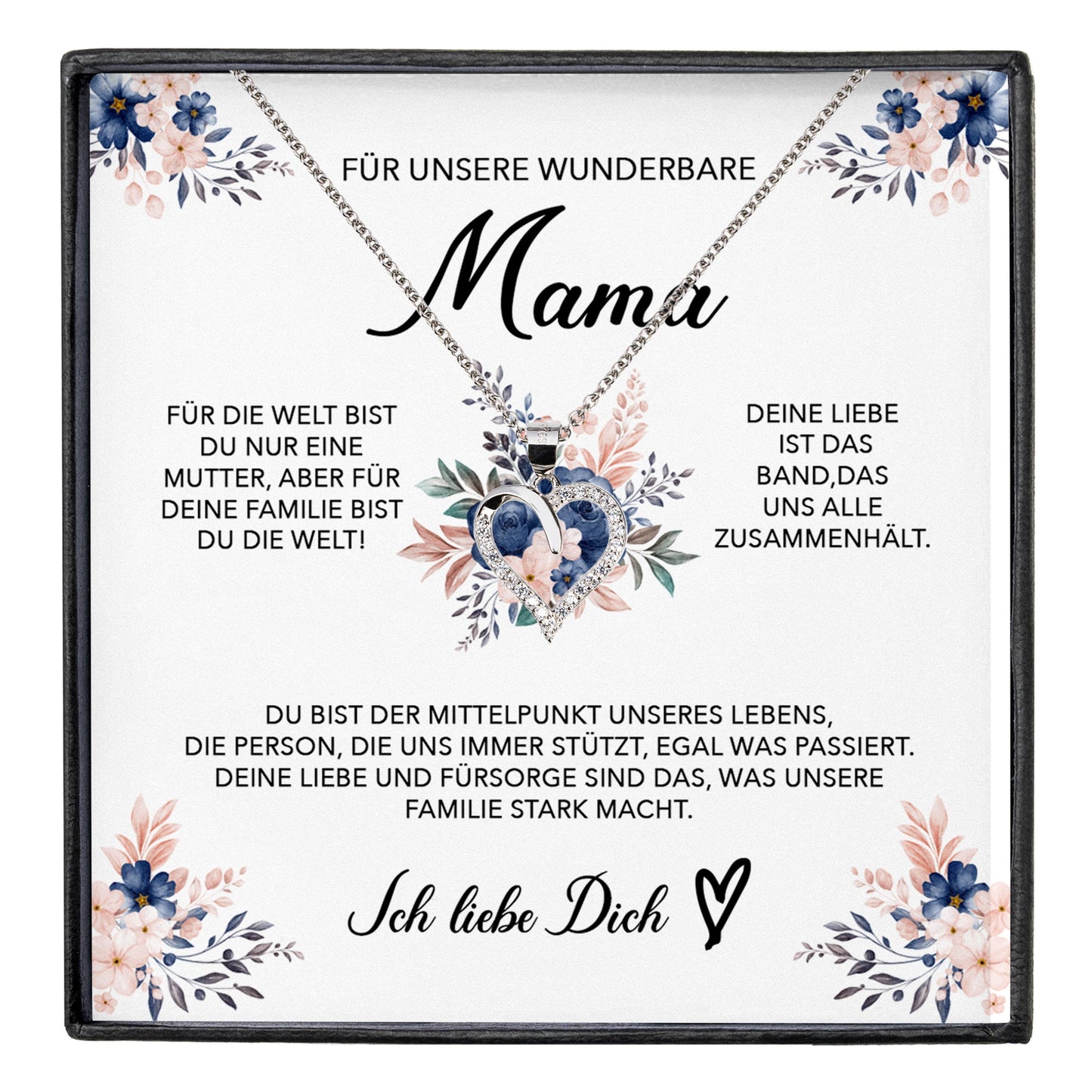 22Feels® Unsere Mama Geschenk Muttertag Geburtstag Silber 925/000 Herz Halskette Valentinstag Frauen Schmuck mit Karte Mutter Weihnachten Damen Collier Eltern-Schmuck mit Botschaftskarte - Herz21-22Feels