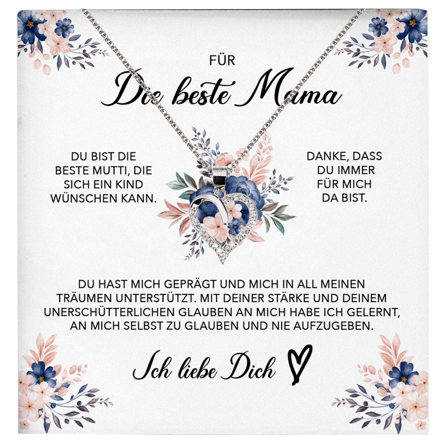 22Feels® Beste Mama Geschenk Muttertag Geburtstag Silber 925/000 Herz Halskette Valentinstag Frauen Schmuck mit Karte Mutter Weihnachten Damen Collier Eltern-Schmuck mit Botschaftskarte - Herz21-22Feels
