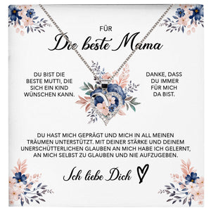 22Feels® Beste Mama Geschenk Muttertag Geburtstag Silber 925/000 Herz Halskette Valentinstag Frauen Schmuck mit Karte Mutter Weihnachten Damen Collier Eltern-Schmuck mit Botschaftskarte - Herz21-22Feels