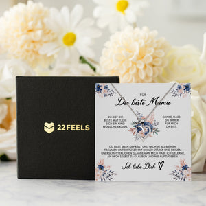 22Feels® Beste Mama Geschenk Muttertag Geburtstag Silber 925/000 Herz Halskette Valentinstag Frauen Schmuck mit Karte Mutter Weihnachten Damen Collier Eltern-Schmuck mit Botschaftskarte - Herz21-22Feels