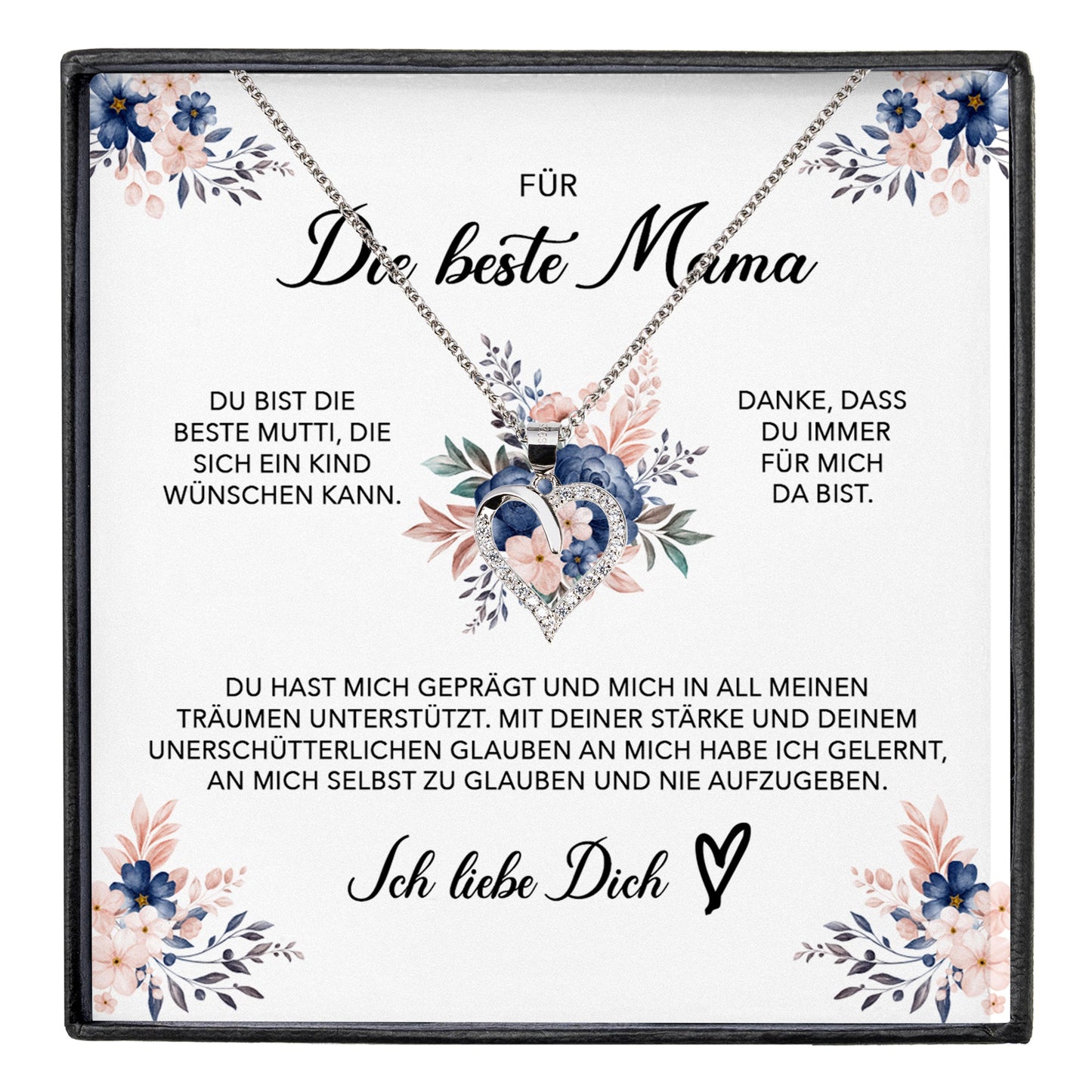 22Feels® Beste Mama Geschenk Muttertag Geburtstag Silber 925/000 Herz Halskette Valentinstag Frauen Schmuck mit Karte Mutter Weihnachten Damen Collier Eltern-Schmuck mit Botschaftskarte - Herz21-22Feels