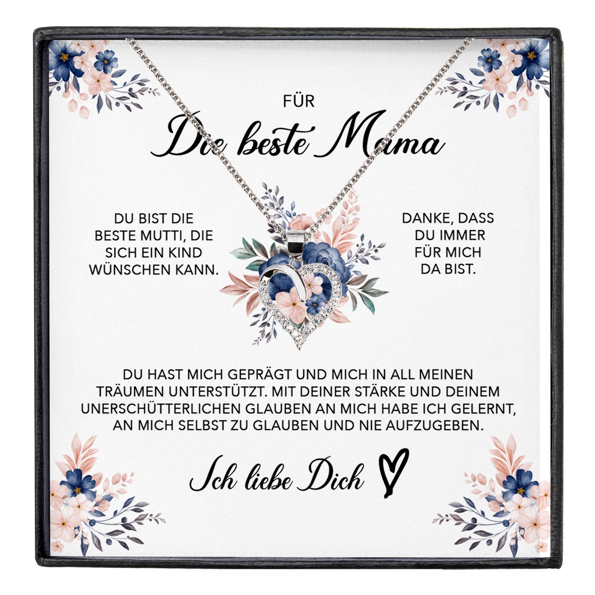 22Feels® Beste Mama Geschenk Muttertag Geburtstag Silber 925/000 Herz Halskette Valentinstag Frauen Schmuck mit Karte Mutter Weihnachten Damen Collier Eltern-Schmuck mit Botschaftskarte - Herz21-22Feels
