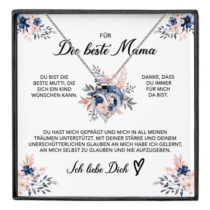 22Feels® Beste Mama Geschenk Muttertag Geburtstag Silber 925/000 Herz Halskette Valentinstag Frauen Schmuck mit Karte Mutter Weihnachten Damen Collier Eltern-Schmuck mit Botschaftskarte - Herz21-22Feels