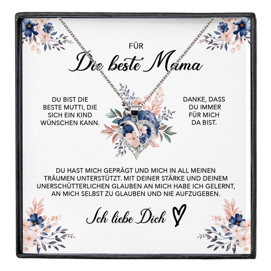 22Feels® Beste Mama Geschenk Muttertag Geburtstag Silber 925/000 Herz Halskette Valentinstag Frauen Schmuck mit Karte Mutter Weihnachten Damen Collier Eltern-Schmuck mit Botschaftskarte - Herz21-22Feels