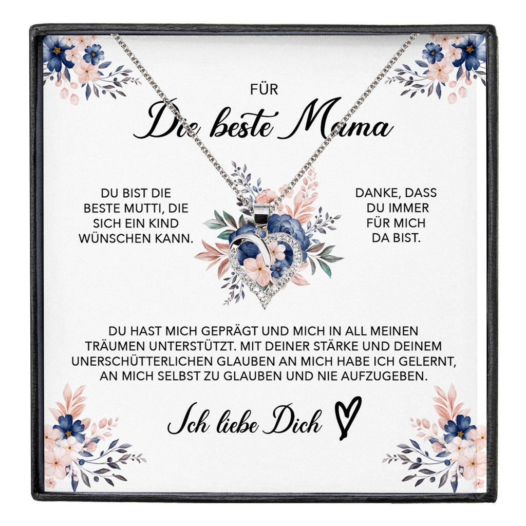 22Feels® Beste Mama Geschenk Muttertag Geburtstag Silber 925/000 Herz Halskette Valentinstag Frauen Schmuck mit Karte Mutter Weihnachten Damen Collier Eltern-Schmuck mit Botschaftskarte - Herz21-22Feels