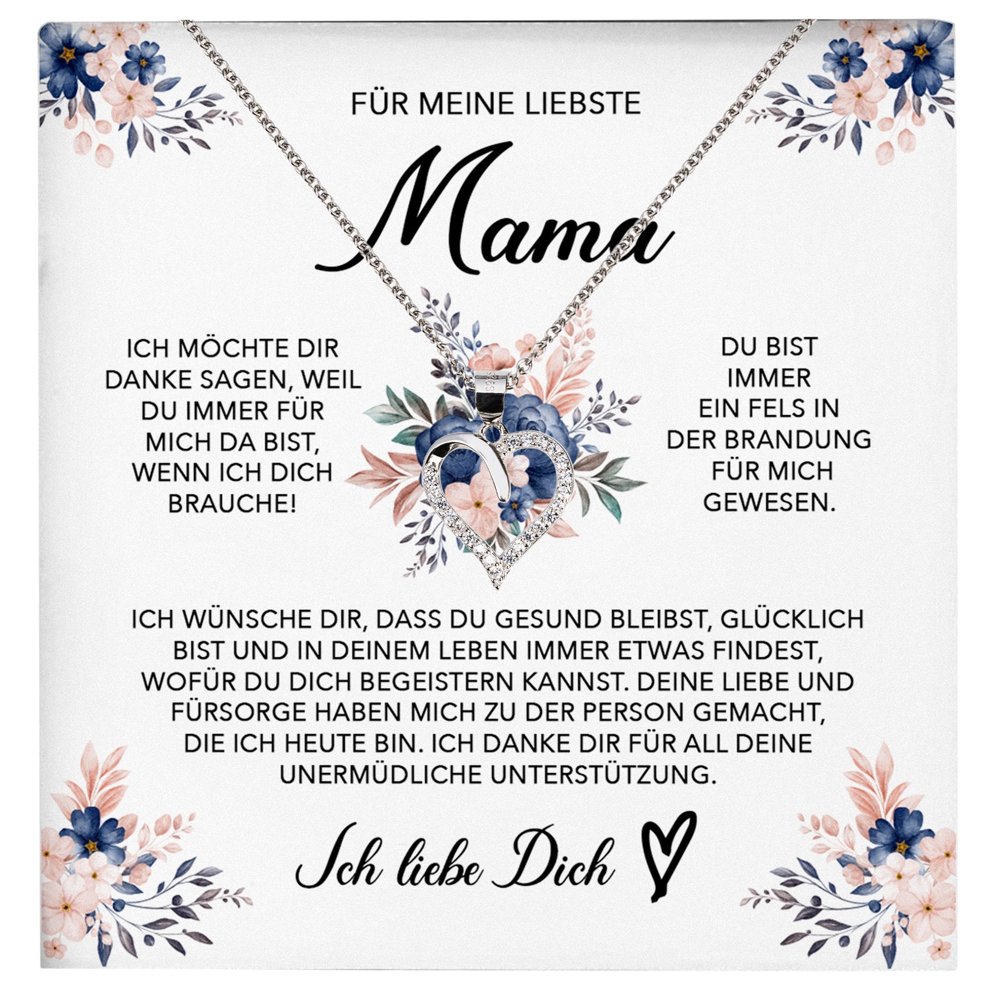 22Feels® Liebste Mama Geschenk Muttertag Geburtstag Silber 925/000 Herz Halskette Valentinstag Frauen Schmuck mit Karte Mutter Weihnachten Damen Collier Eltern-Schmuck mit Botschaftskarte - Herz21-22Feels