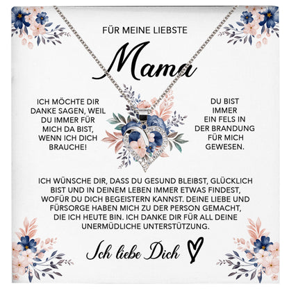 22Feels® Liebste Mama Geschenk Muttertag Geburtstag Silber 925/000 Herz Halskette Valentinstag Frauen Schmuck mit Karte Mutter Weihnachten Damen Collier Eltern-Schmuck mit Botschaftskarte - Herz21-22Feels