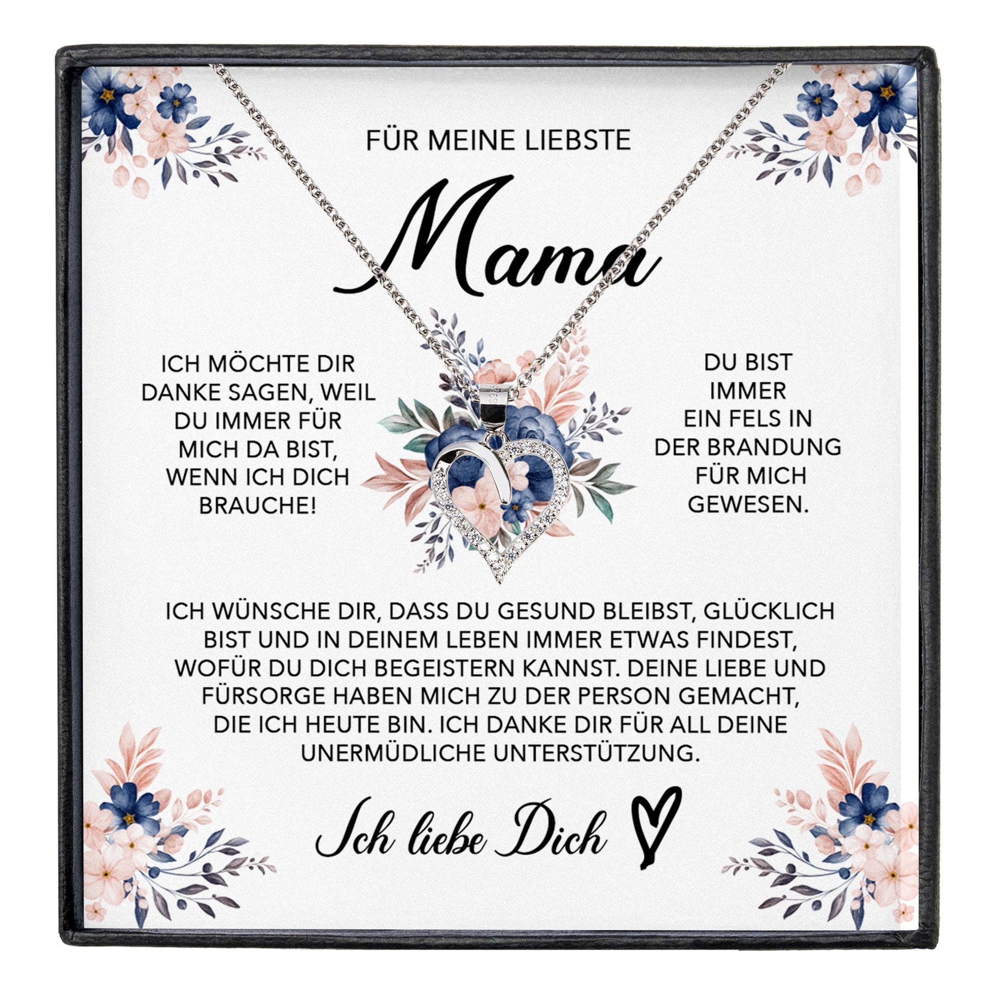 22Feels® Liebste Mama Geschenk Muttertag Geburtstag Silber 925/000 Herz Halskette Valentinstag Frauen Schmuck mit Karte Mutter Weihnachten Damen Collier Eltern-Schmuck mit Botschaftskarte - Herz21-22Feels