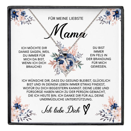 22Feels® Liebste Mama Geschenk Muttertag Geburtstag Silber 925/000 Herz Halskette Valentinstag Frauen Schmuck mit Karte Mutter Weihnachten Damen Collier Eltern-Schmuck mit Botschaftskarte - Herz21-22Feels