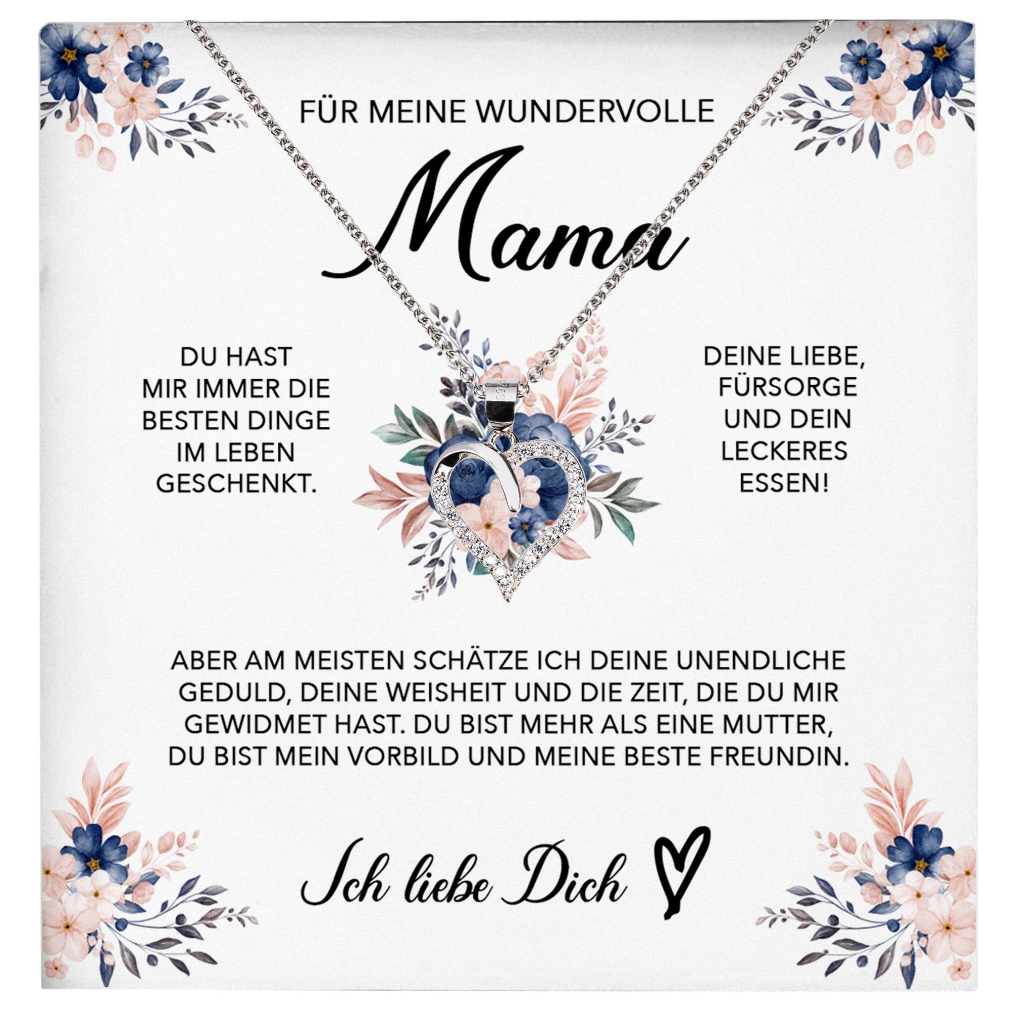 22Feels® Wundervolle Mama Geschenk Muttertag Geburtstag Silber 925/000 Herz Halskette Valentinstag Frauen Schmuck mit Karte Mutter Weihnachten Damen Collier Eltern-Schmuck mit Botschaftskarte - Herz21-22Feels