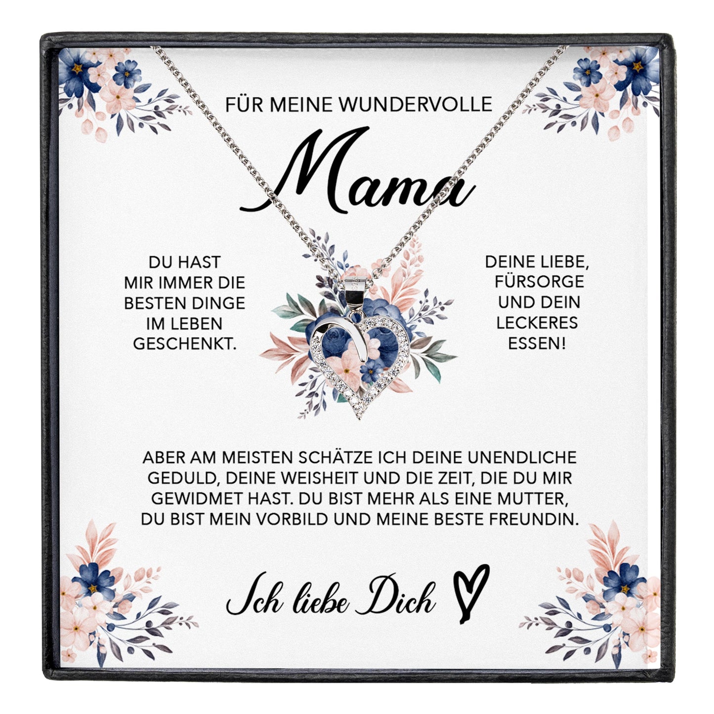 22Feels® Wundervolle Mama Geschenk Muttertag Geburtstag Silber 925/000 Herz Halskette Valentinstag Frauen Schmuck mit Karte Mutter Weihnachten Damen Collier Eltern-Schmuck mit Botschaftskarte - Herz21-22Feels