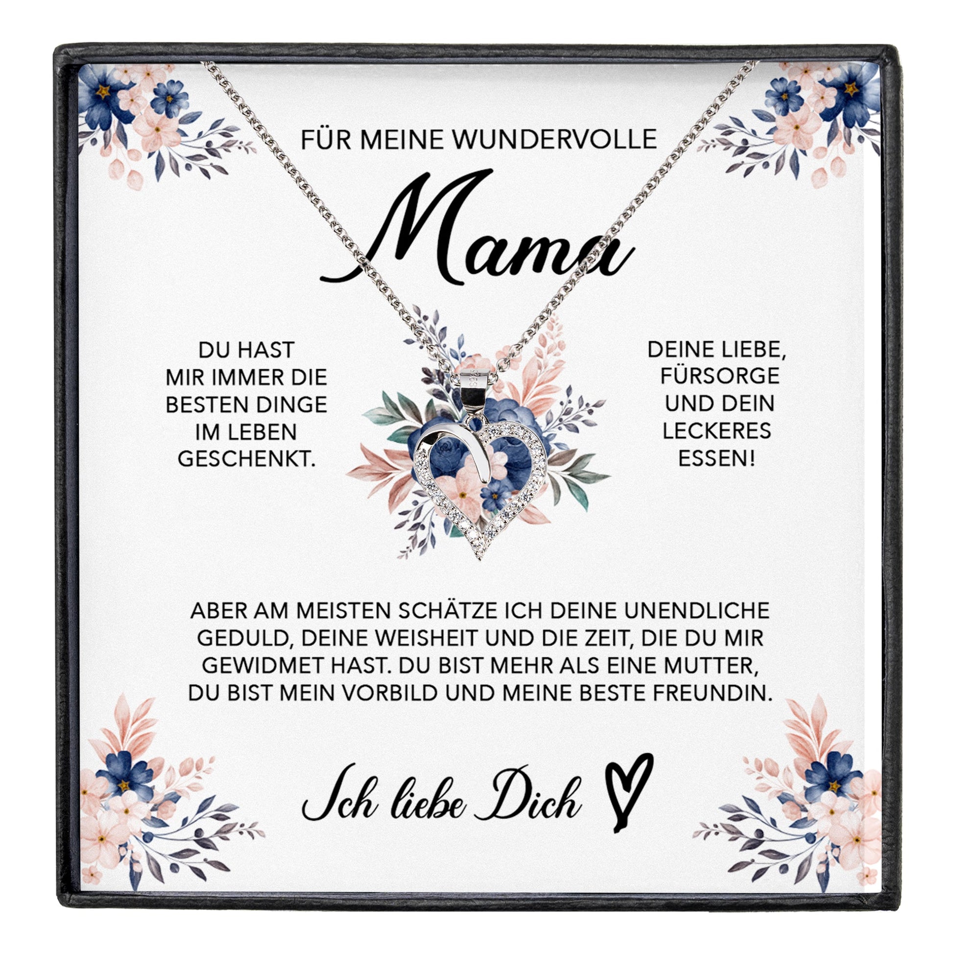 22Feels® Wundervolle Mama Geschenk Muttertag Geburtstag Silber 925/000 Herz Halskette Valentinstag Frauen Schmuck mit Karte Mutter Weihnachten Damen Collier Eltern-Schmuck mit Botschaftskarte - Herz21-22Feels