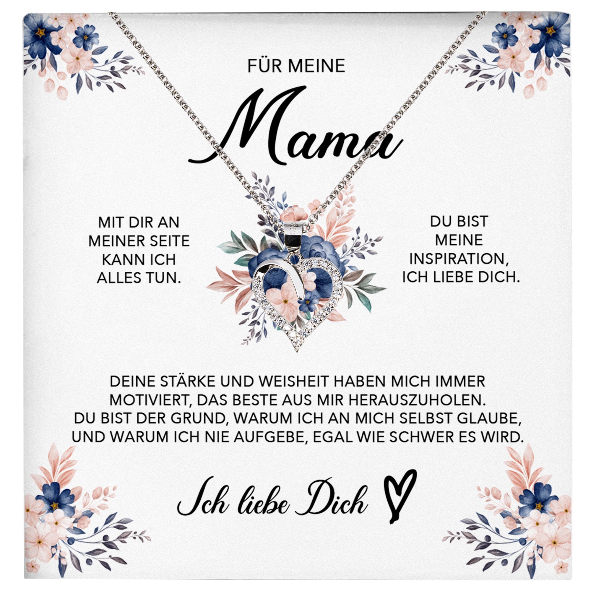 22Feels® Für Meine Mama Geschenk Muttertag Geburtstag Silber 925/000 Herz Halskette Valentinstag Frauen Schmuck mit Karte Mutter Weihnachten Damen Collier Eltern-Schmuck mit Botschaftskarte - Herz21-22Feels