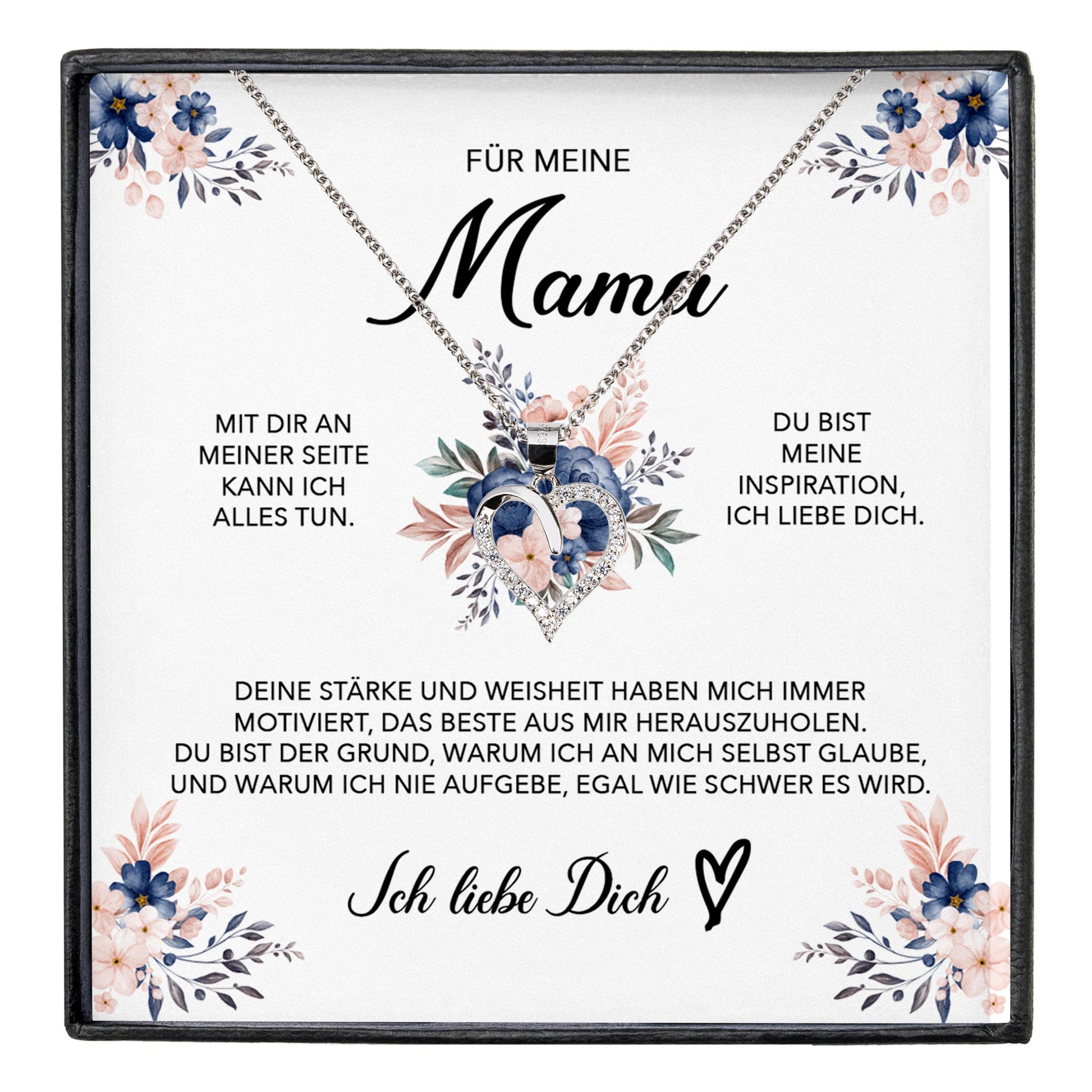 22Feels® Für Meine Mama Geschenk Muttertag Geburtstag Silber 925/000 Herz Halskette Valentinstag Frauen Schmuck mit Karte Mutter Weihnachten Damen Collier Eltern-Schmuck mit Botschaftskarte - Herz21-22Feels