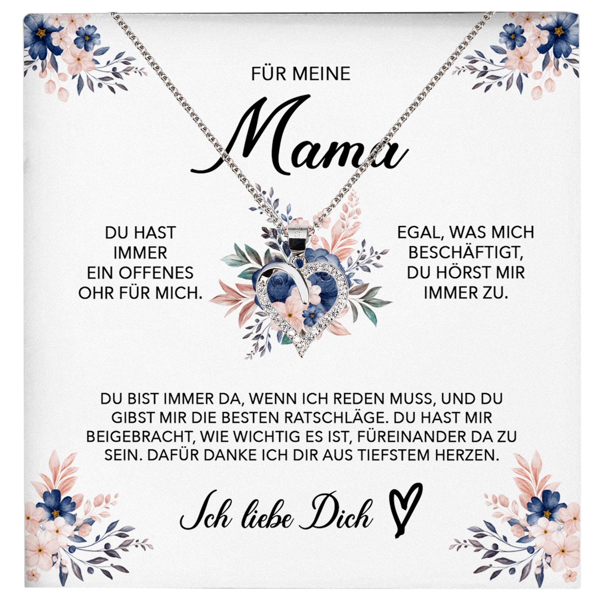 22Feels® Für Meine Mama Geschenk Muttertag Geburtstag Silber 925/000 Herz Halskette Valentinstag Frauen Schmuck mit Karte Mutter Weihnachten Damen Collier Eltern-Schmuck mit Botschaftskarte - Herz21-22Feels