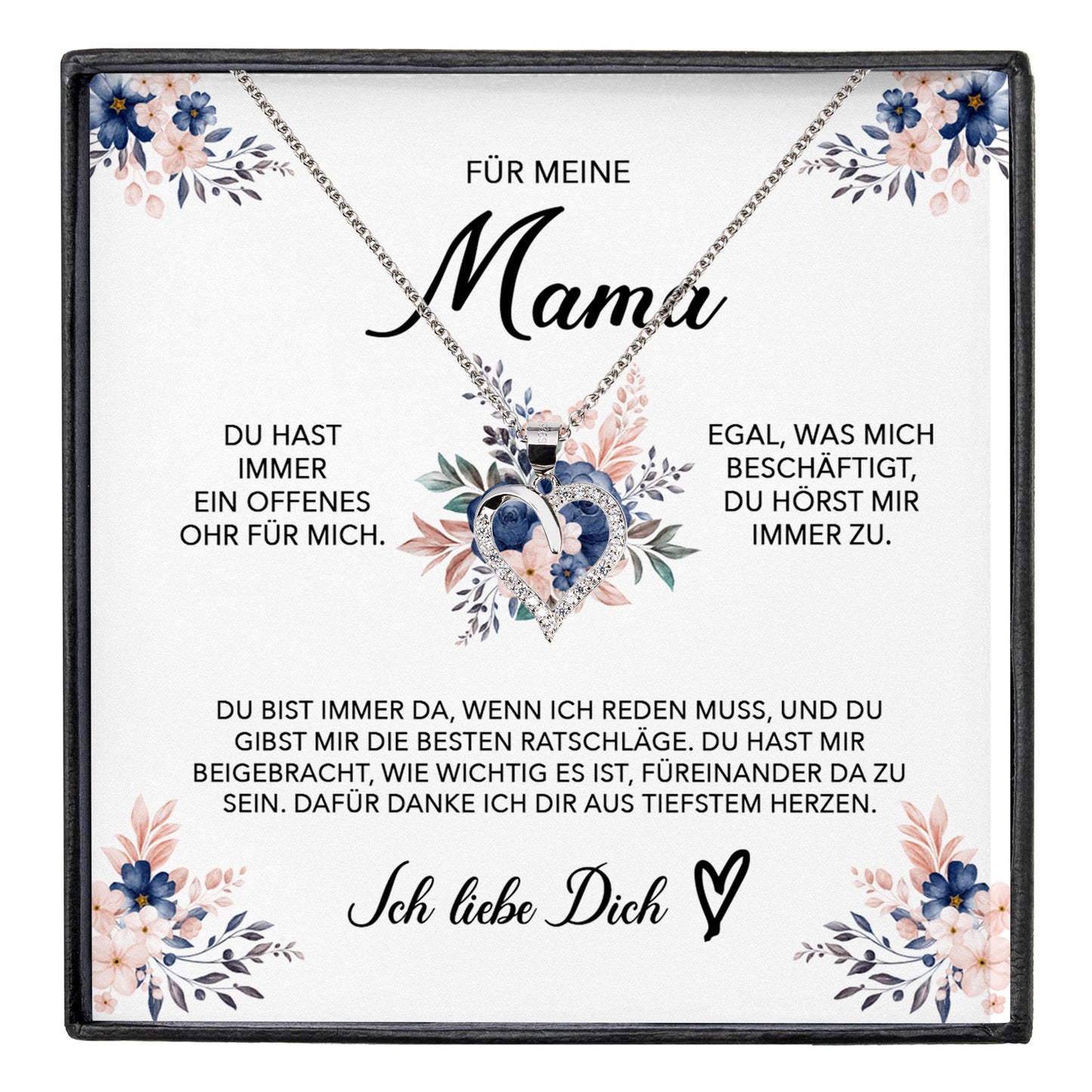 22Feels® Für Meine Mama Geschenk Muttertag Geburtstag Silber 925/000 Herz Halskette Valentinstag Frauen Schmuck mit Karte Mutter Weihnachten Damen Collier Eltern-Schmuck mit Botschaftskarte - Herz21-22Feels