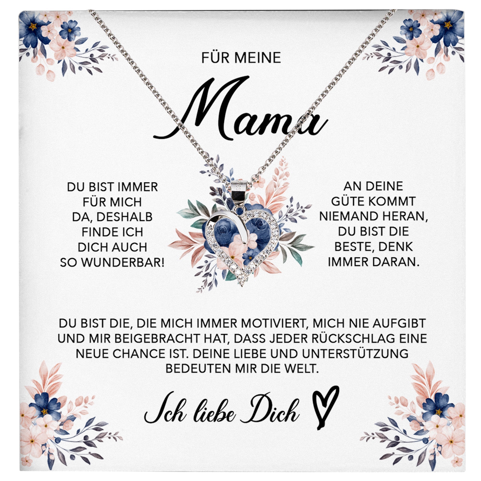 22Feels® Für Meine Mama Geschenk Muttertag Geburtstag Silber 925/000 Herz Halskette Valentinstag Frauen Schmuck mit Karte Mutter Weihnachten Damen Collier Eltern-Schmuck mit Botschaftskarte - Herz21-22Feels
