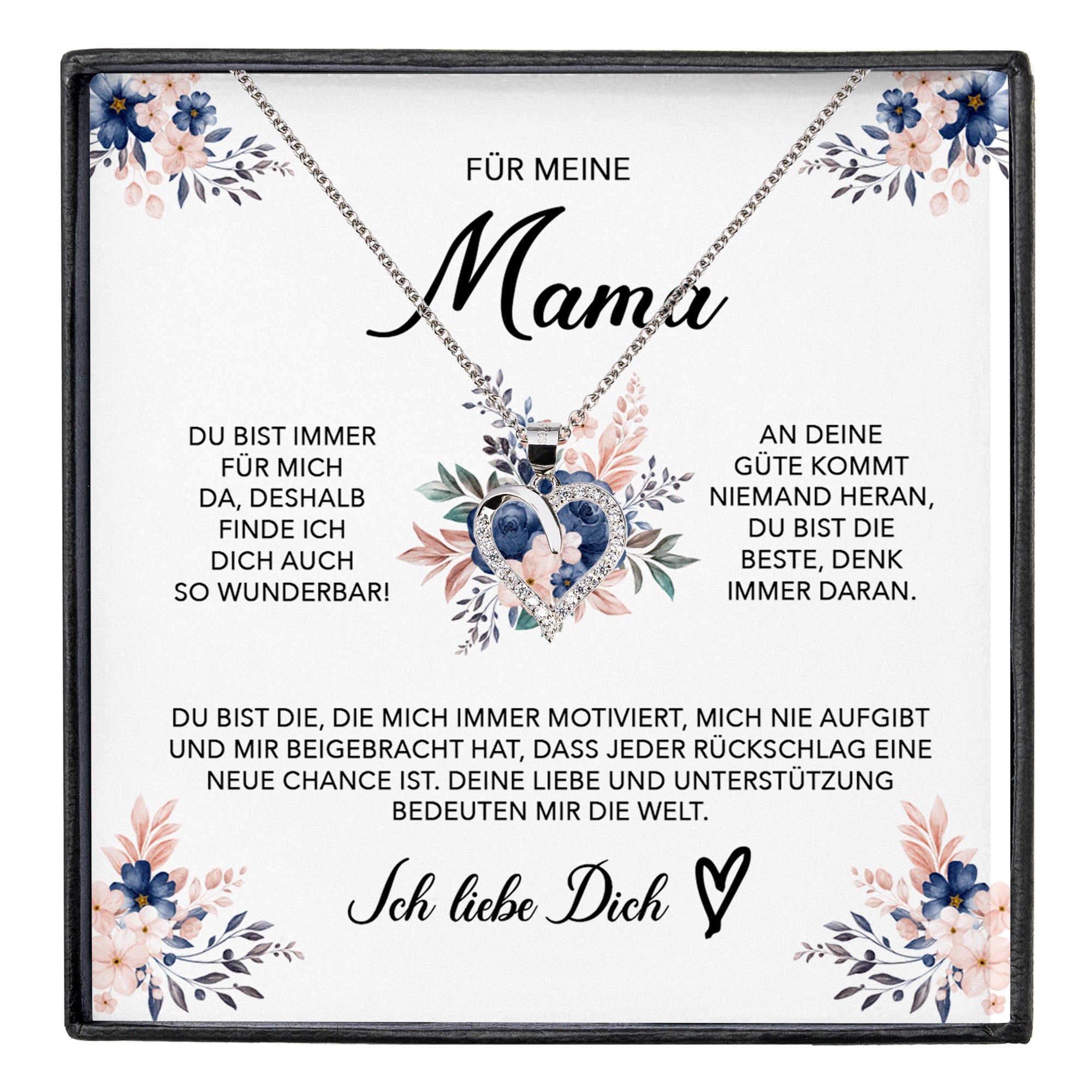 22Feels® Für Meine Mama Geschenk Muttertag Geburtstag Silber 925/000 Herz Halskette Valentinstag Frauen Schmuck mit Karte Mutter Weihnachten Damen Collier Eltern-Schmuck mit Botschaftskarte - Herz21-22Feels