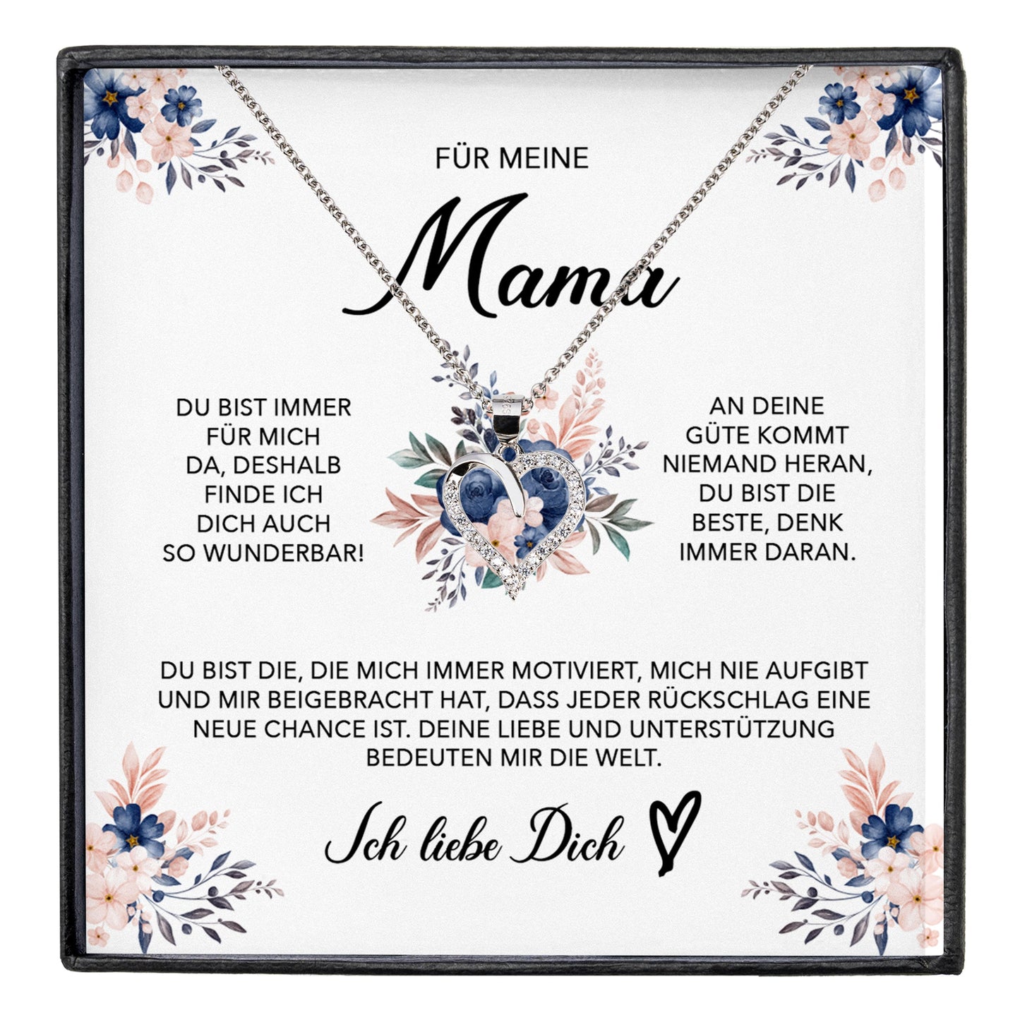 22Feels® Für Meine Mama Geschenk Muttertag Geburtstag Silber 925/000 Herz Halskette Valentinstag Frauen Schmuck mit Karte Mutter Weihnachten Damen Collier Eltern-Schmuck mit Botschaftskarte - Herz21-22Feels